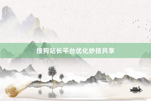 搜狗站长平台优化妙技共享